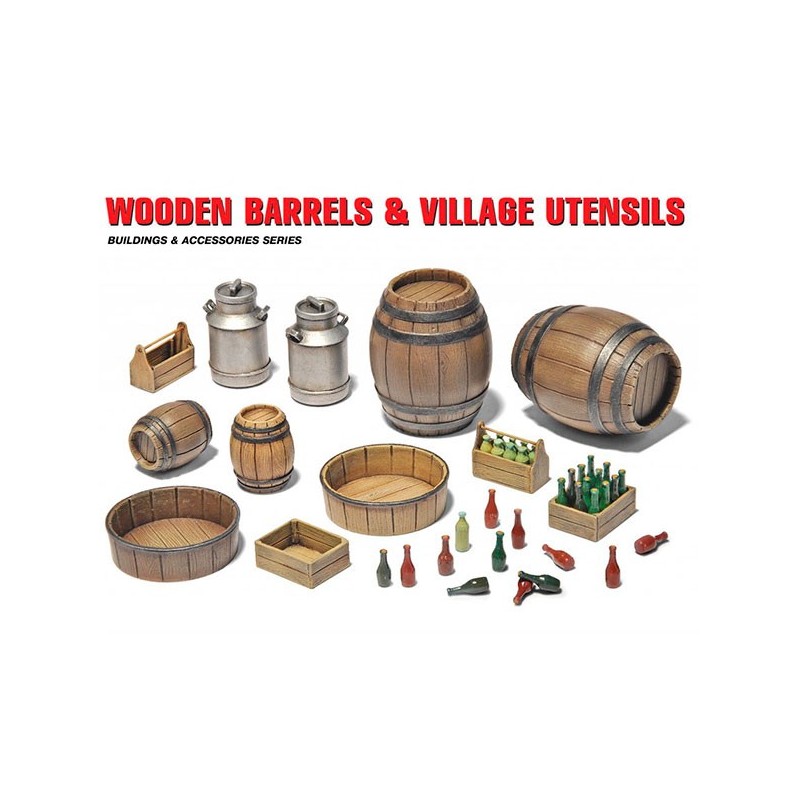 MiniArt Acc Wood Barrels + Utensils 1/35