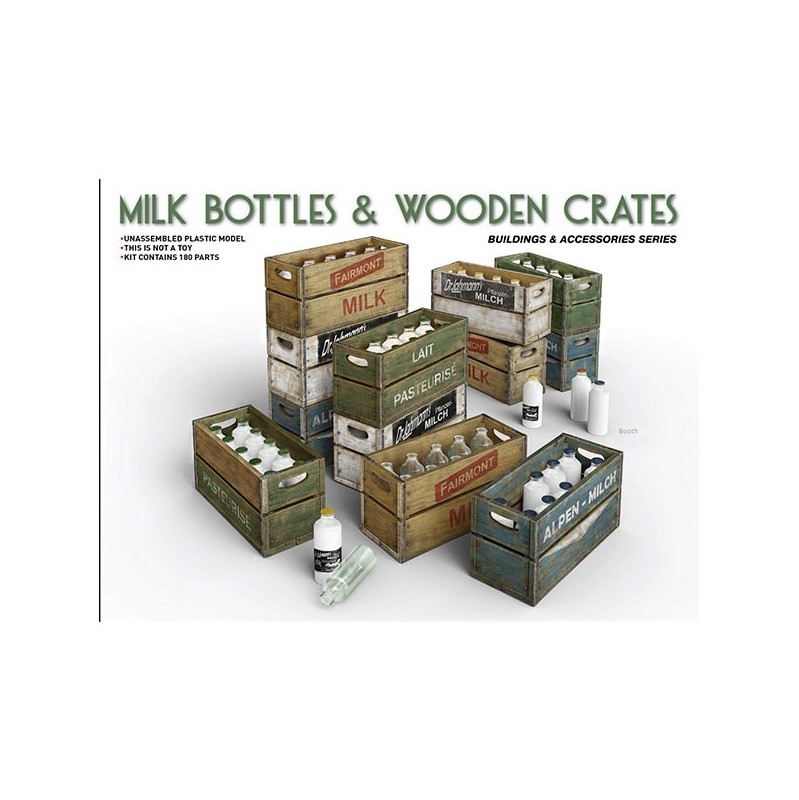 MiniArt Acc Milk Bott+Wood Crates  1/35