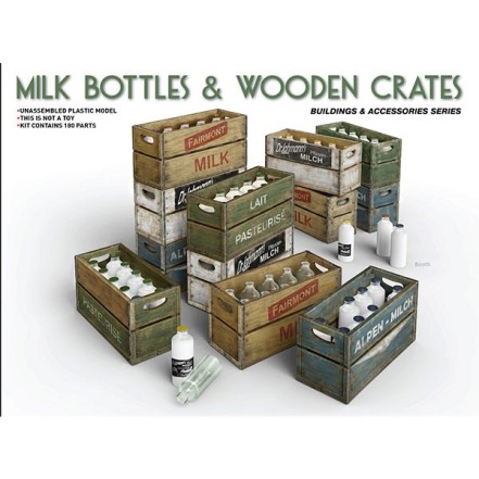 MiniArt Acc Milk Bott+Wood Crates  1/35