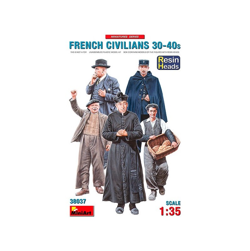 MiniArt Figuras French 30-40s Resin Heads 1/35