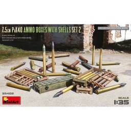 Miniart Munición 7.5cm PaK40 Ammo Boxes w/Shells Set 2 1/35